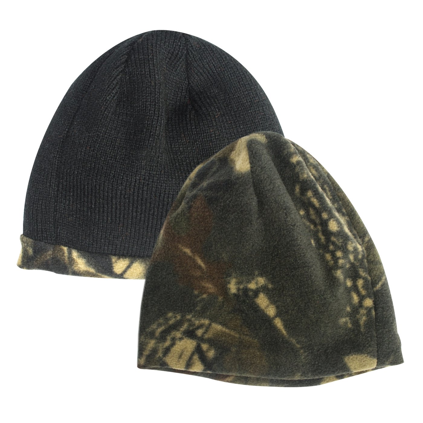 Reversible knit camo beanie